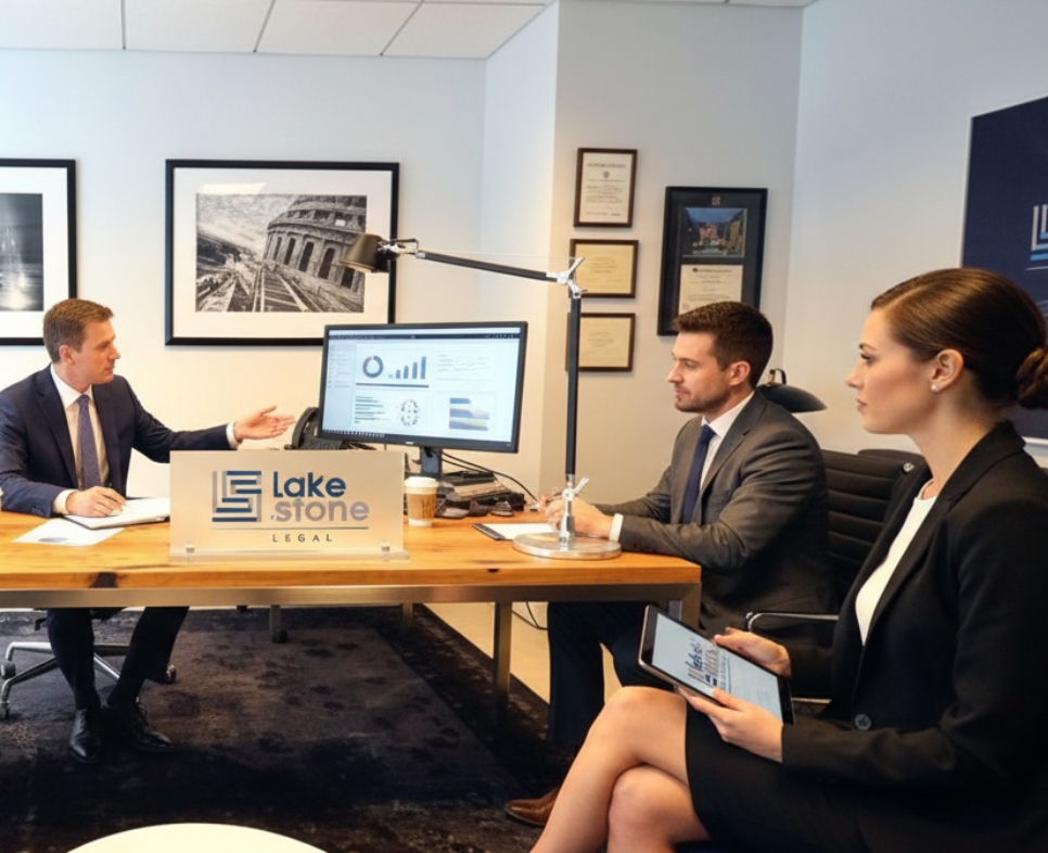 Equipo de Lakestone Legal en sala de juntas